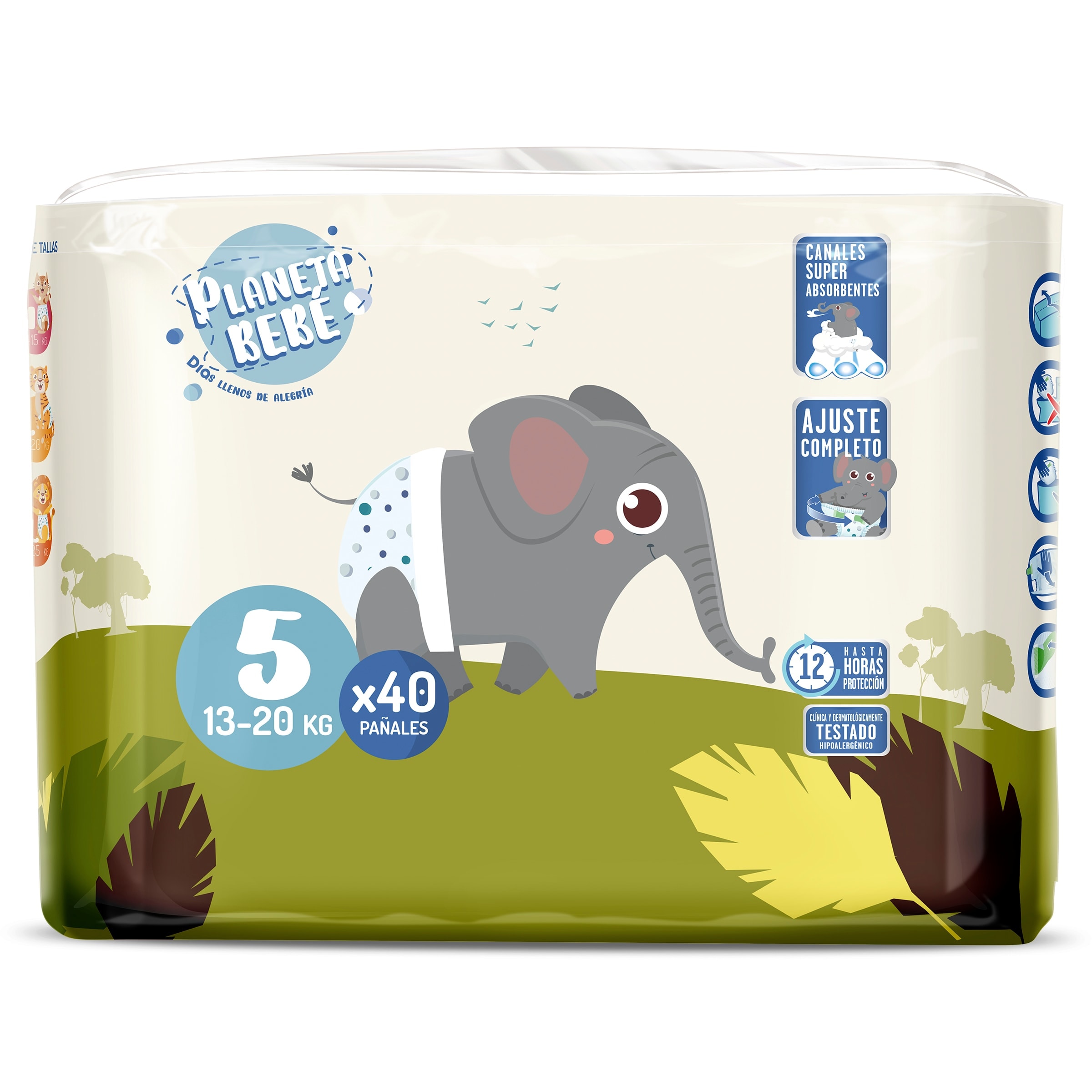 Pañales 13-20 kg talla 5 Dia Planeta Bebé 40 unidades