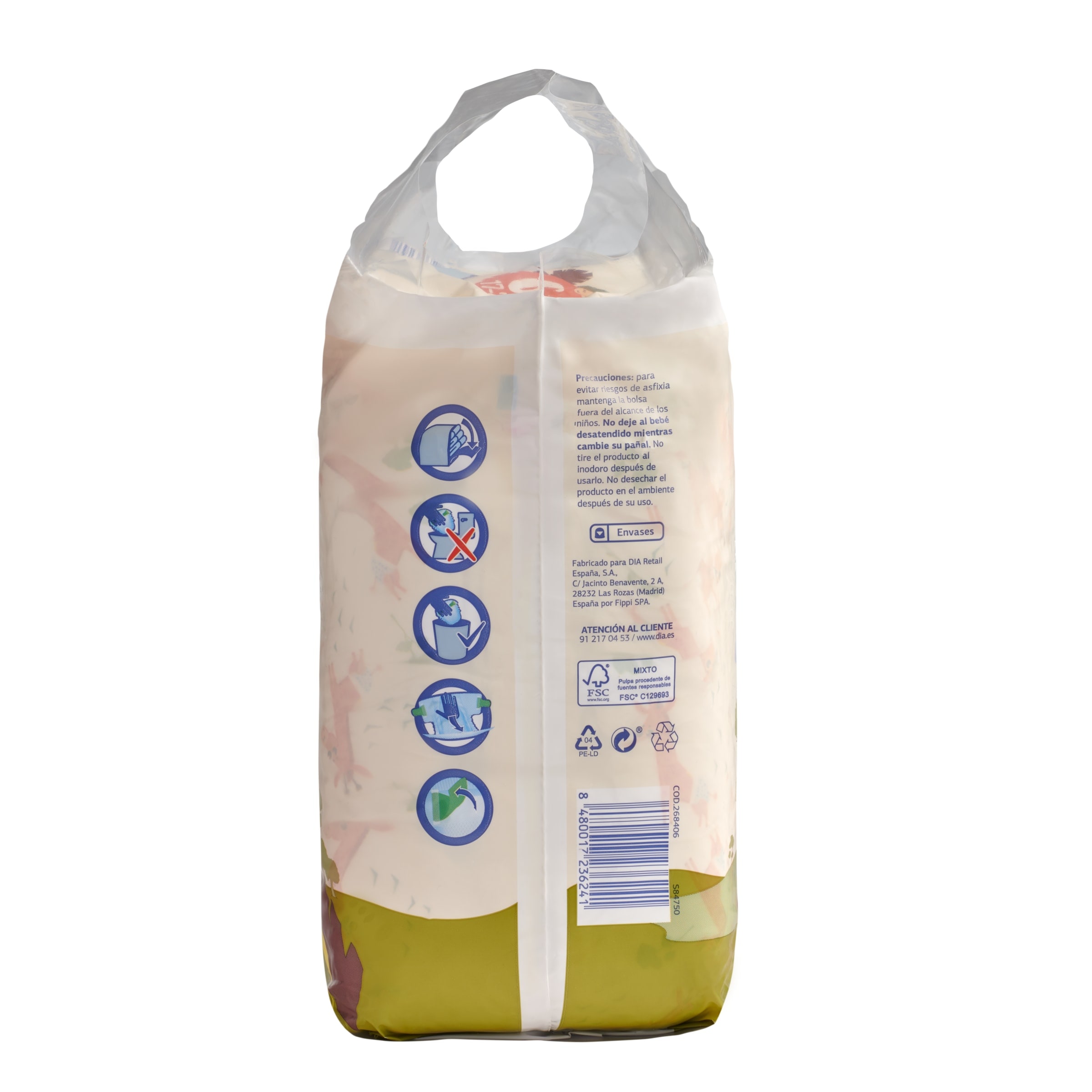 Pañales 17-28 kg talla 6 Dia Planeta Bebé 28 unidades