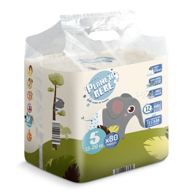 Pañales 13-20 kgs talla 5 Planeta Bebé de Dia bolsa 80 unidades-0 Pañales 13-20 kgs talla 5 Planeta Bebé de Dia bolsa 80 unidades-0