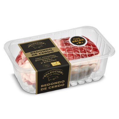 Redondo de cerdo con ciruelas, pimiento rojo, bacon y piñones Selección de Dia bandeja 800 g-0 Redondo de cerdo con ciruelas, pimiento rojo, bacon y piñones Selección de Dia bandeja 800 g-0