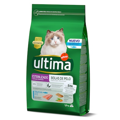 Alimento para gatos esterilizados anti bolas de pelo con trucha Ultima bolsa 1.5 Kg-0
