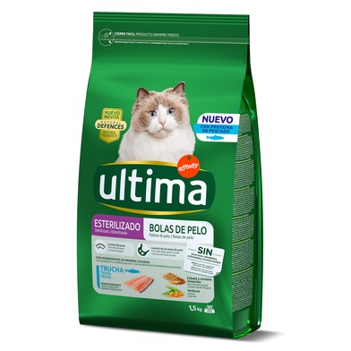 Alimento para gatos esterilizados anti bolas de pelo con trucha Ultima bolsa 1.5 Kg-0