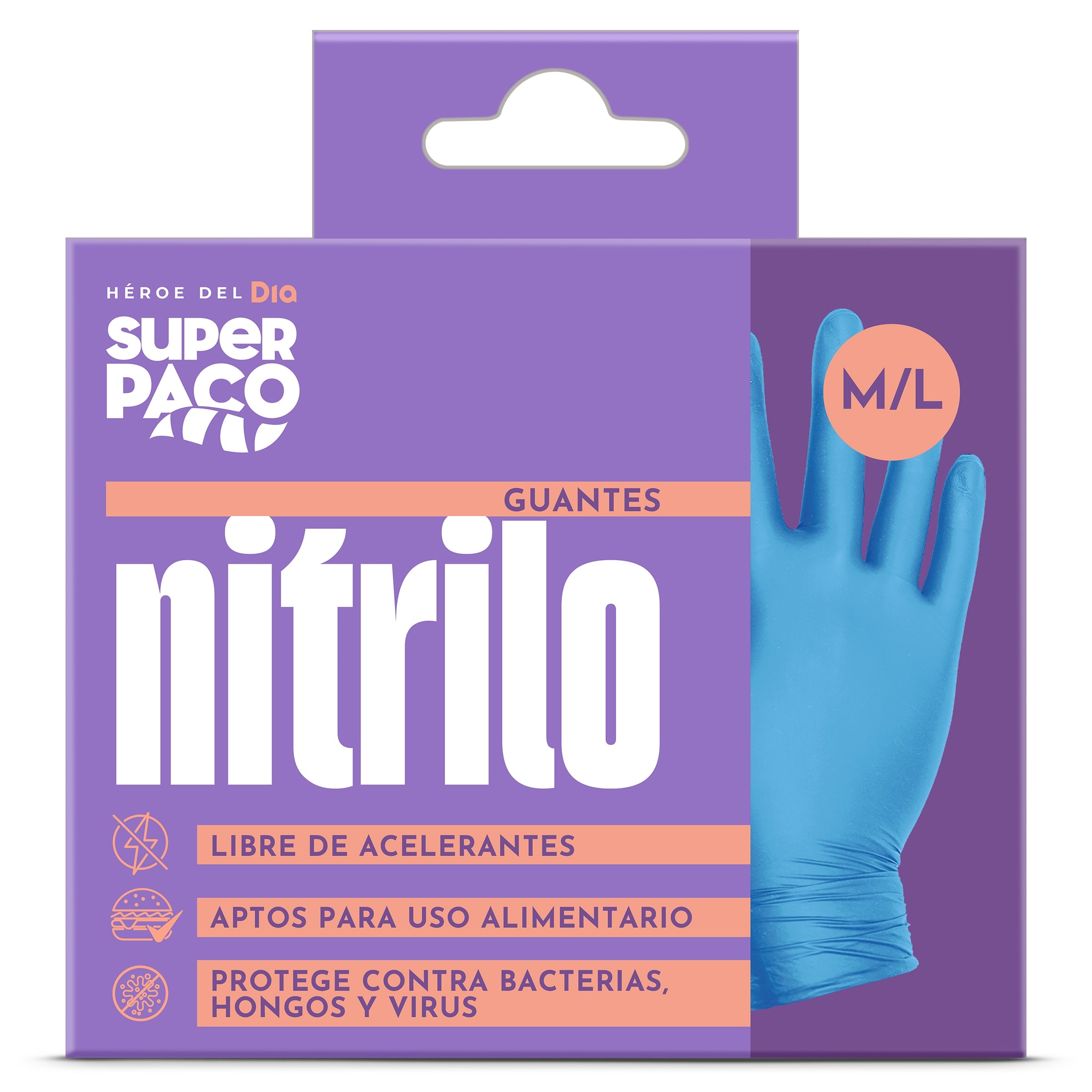 Guantes nitrilo desechables talla M/L Dia Super Paco 20 unidades