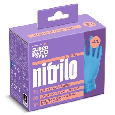 Guantes nitrilo desechables talla M/L Super Paco de Dia caja 20 unidades-0