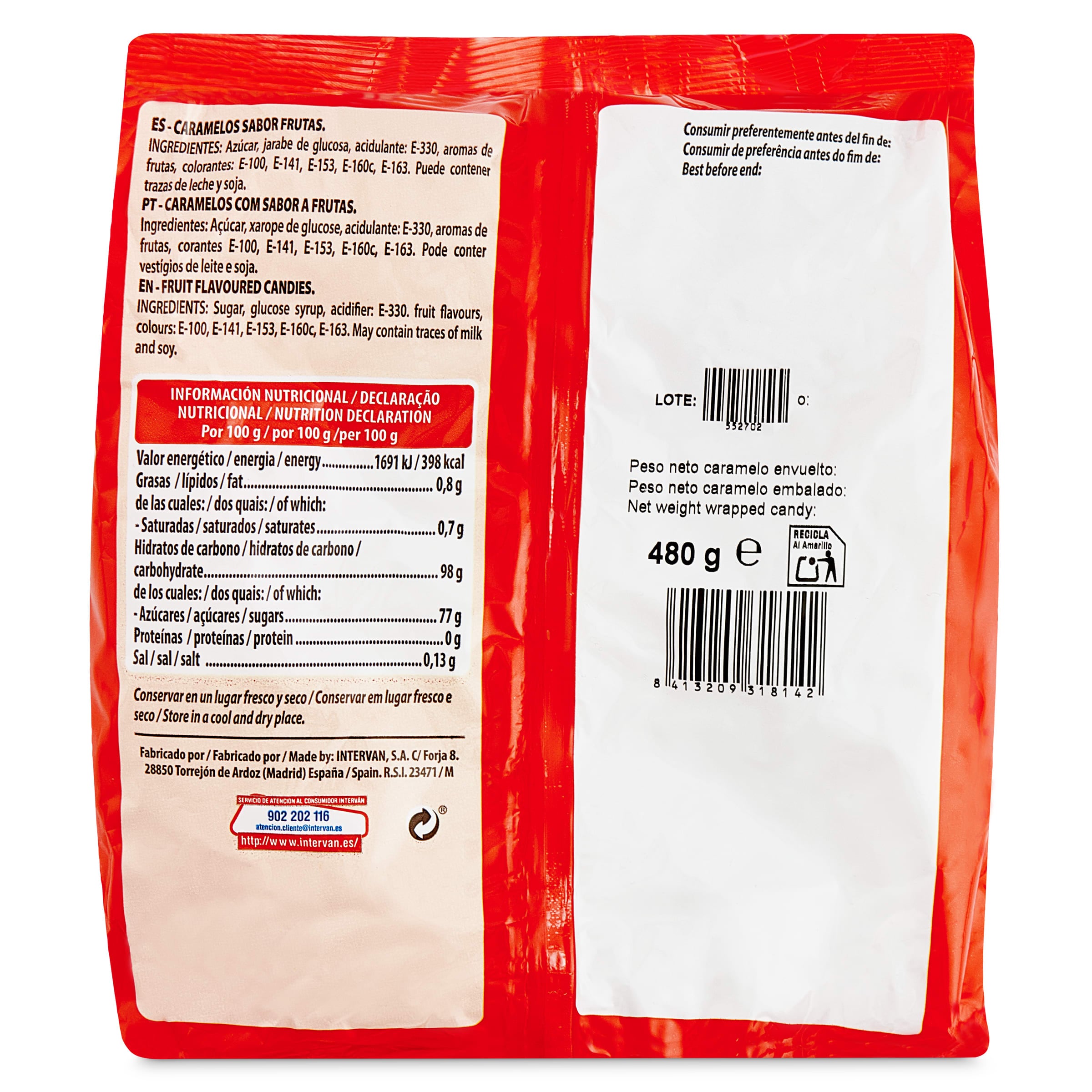 Caramelos surtidos sabor frutas Pictolin 480 g