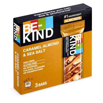 Barritas con caramelo y almendra con sal marina Be-kind caja 90 g-0