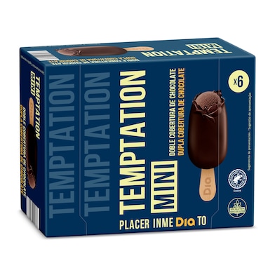 Helado mini bombón doble cobertura chocolate 6 unidades Temptation de Dia caja 240 g-0