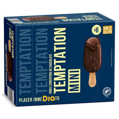 Helado mini bombón doble cobertura chocolate 6 unidades Temptation de Dia caja 240 g-0 Helado mini bombón doble cobertura chocolate 6 unidades Temptation de Dia caja 240 g-0