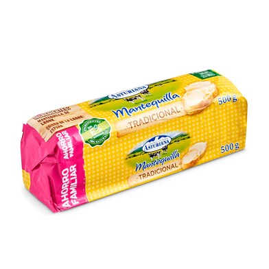 Mantequilla tradicional en rulo Central Lechera Asturiana 500 g-0 Mantequilla tradicional en rulo Central Lechera Asturiana 500 g-0