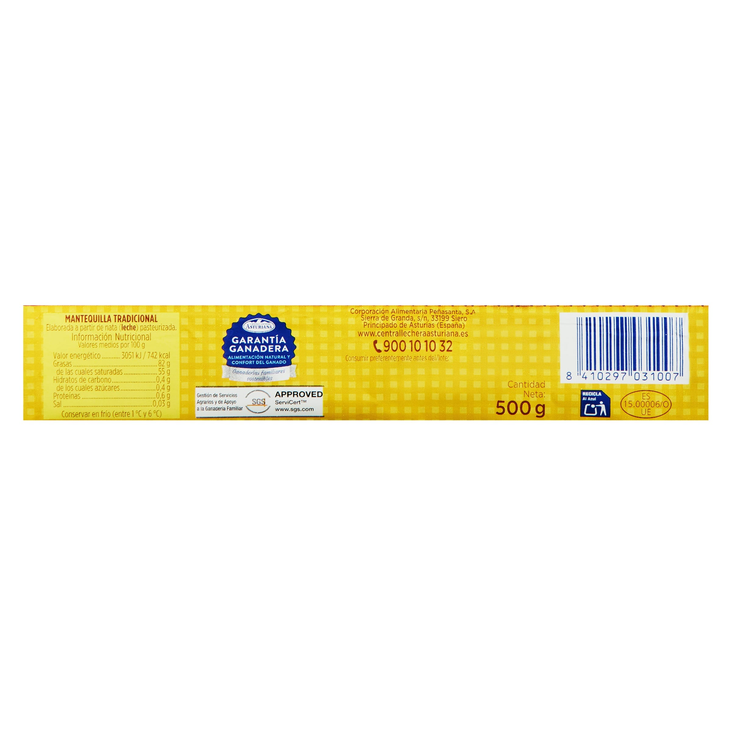 Mantequilla en rulo Asturiana 500 g