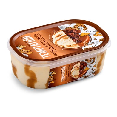 Helado de vainilla con nueces y caramelo Temptation de Dia bandeja 525 g-0 Helado de vainilla con nueces y caramelo Temptation de Dia bandeja 525 g-0