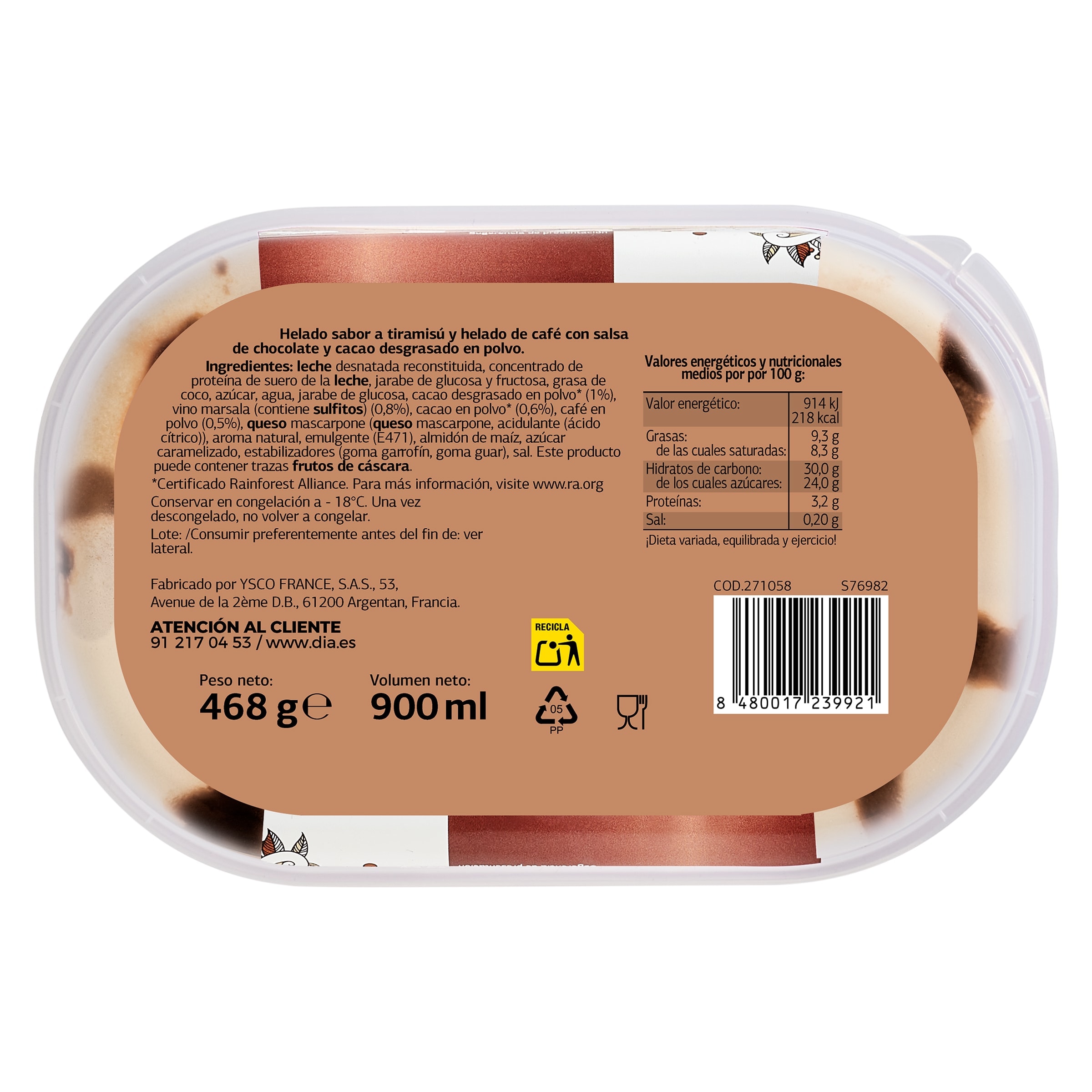 Barqueta de tiramisú Dia Temptation 468 g