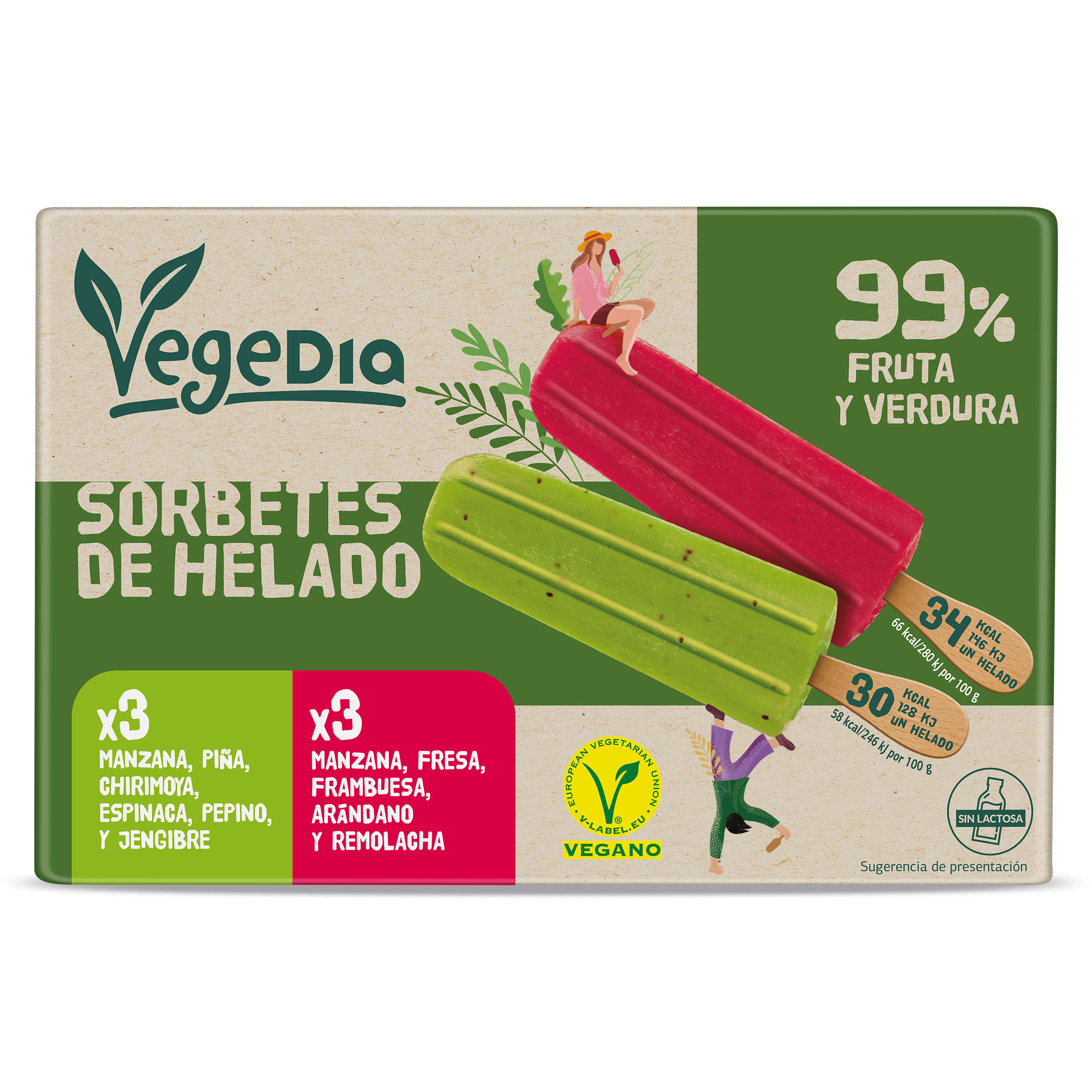 Polos de fruta y verdura 99% Dia Vegedia 6 x 52 g