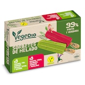 Helado de sorbete de frutas y verduras 6 unidades Vegedia caja 312 g