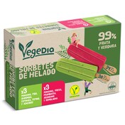 Helado de sorbete de frutas y verduras 6 unidades Vegedia caja 312 g