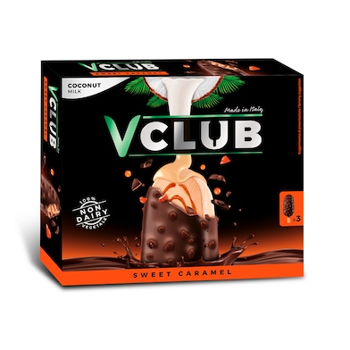 Helado bombón vegano de vainilla y caramelo Vclub caja 207 g-0