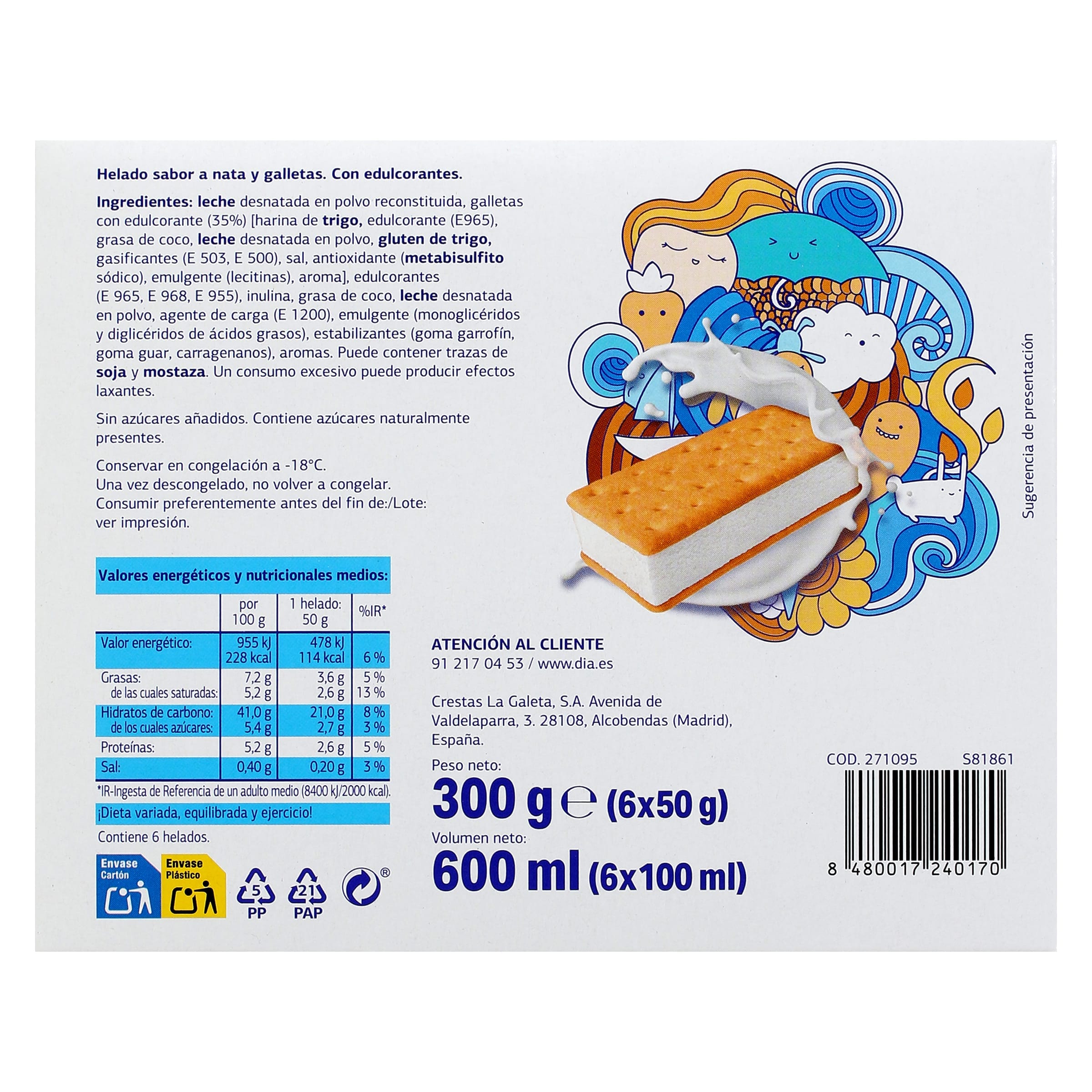 Sándwich de nata sin azúcar añadido Dia Temptation 6 x 50 g