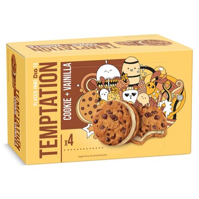 Helado sándwich cookie con vainilla 4 unidades Temptation de Dia caja 220 g-0