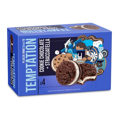 Helado sándwich cookie con stracciatella 4 unidades Temptation de Dia caja 240 g-0