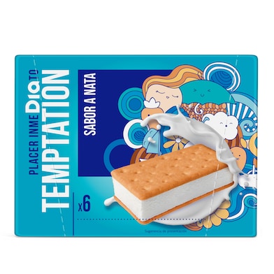 Helado sándwich de nata 6 unidades Temptation caja 300 g-1