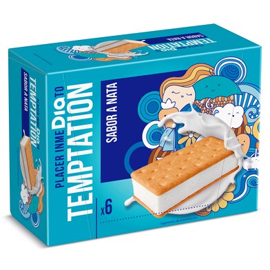 Helado sándwich de nata 6 unidades Temptation caja 300 g-0