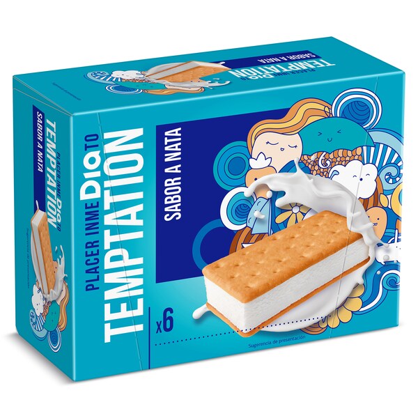 Helado Sandwich de Nata Dia Temptation Caja 6x50 Gr.