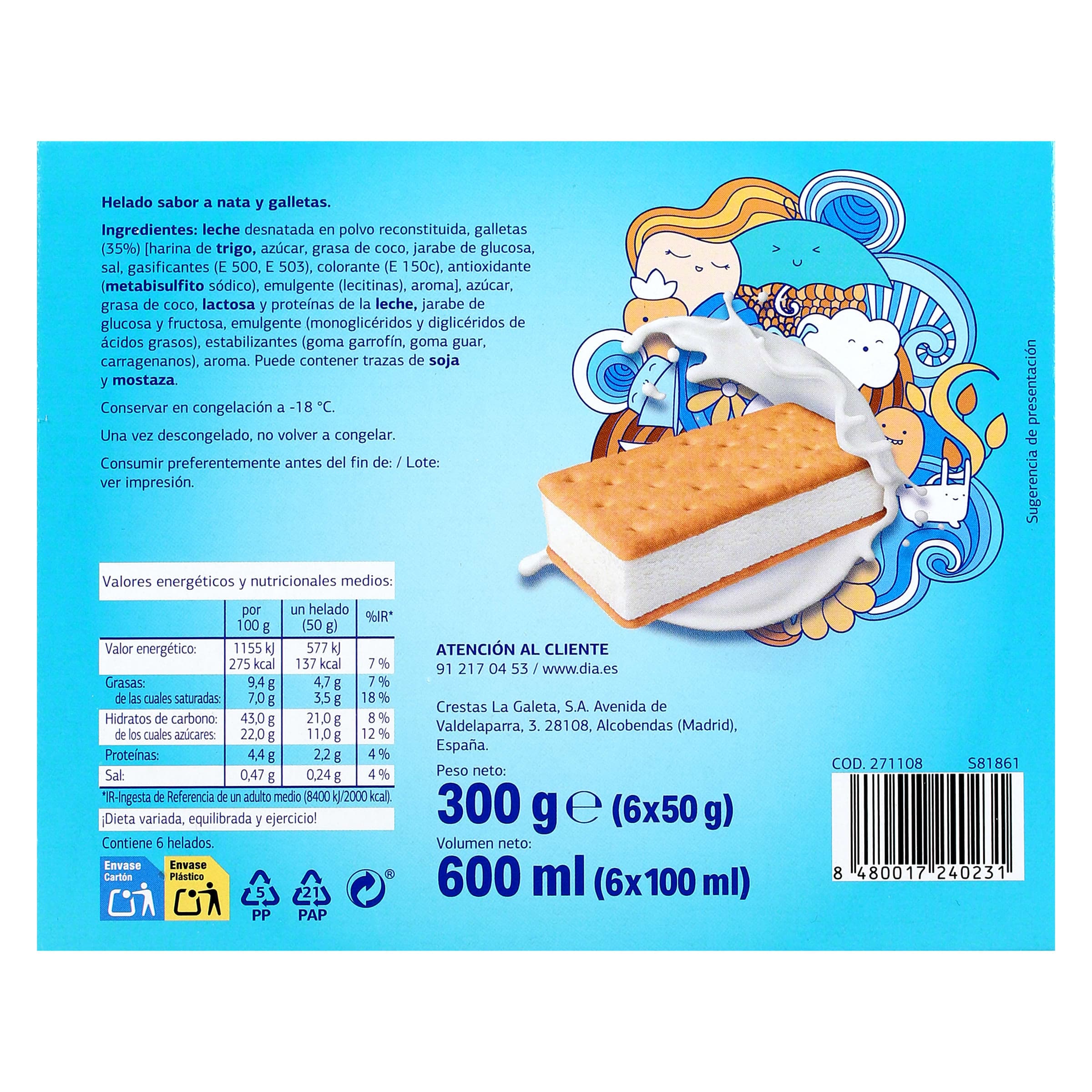Sándwich de nata Dia Temptation 6 x 50 g