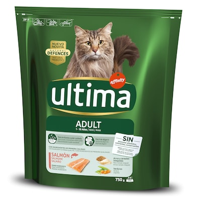 Alimento para gatos adultos sabor salmón Ultima bolsa 750 g-0