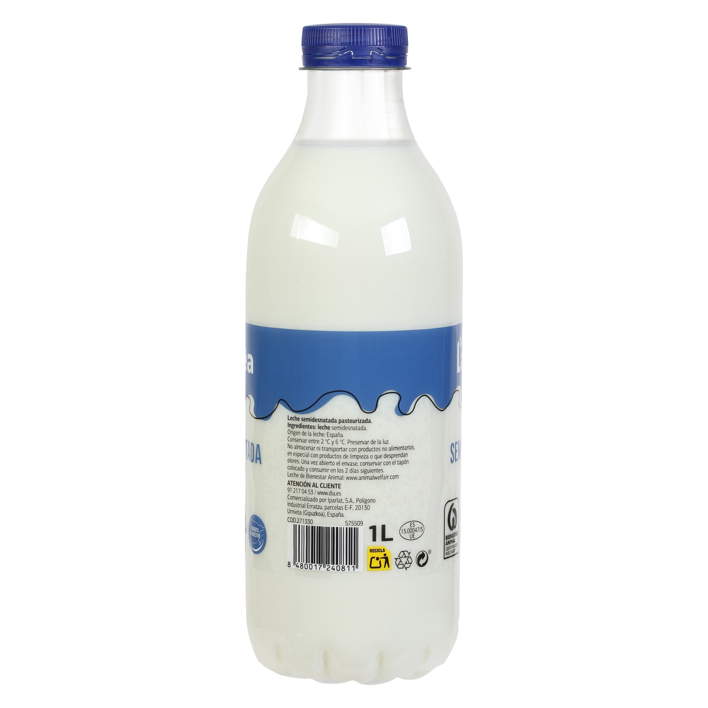 Leche semidesnatada pasteurizada Dia Láctea 1 L