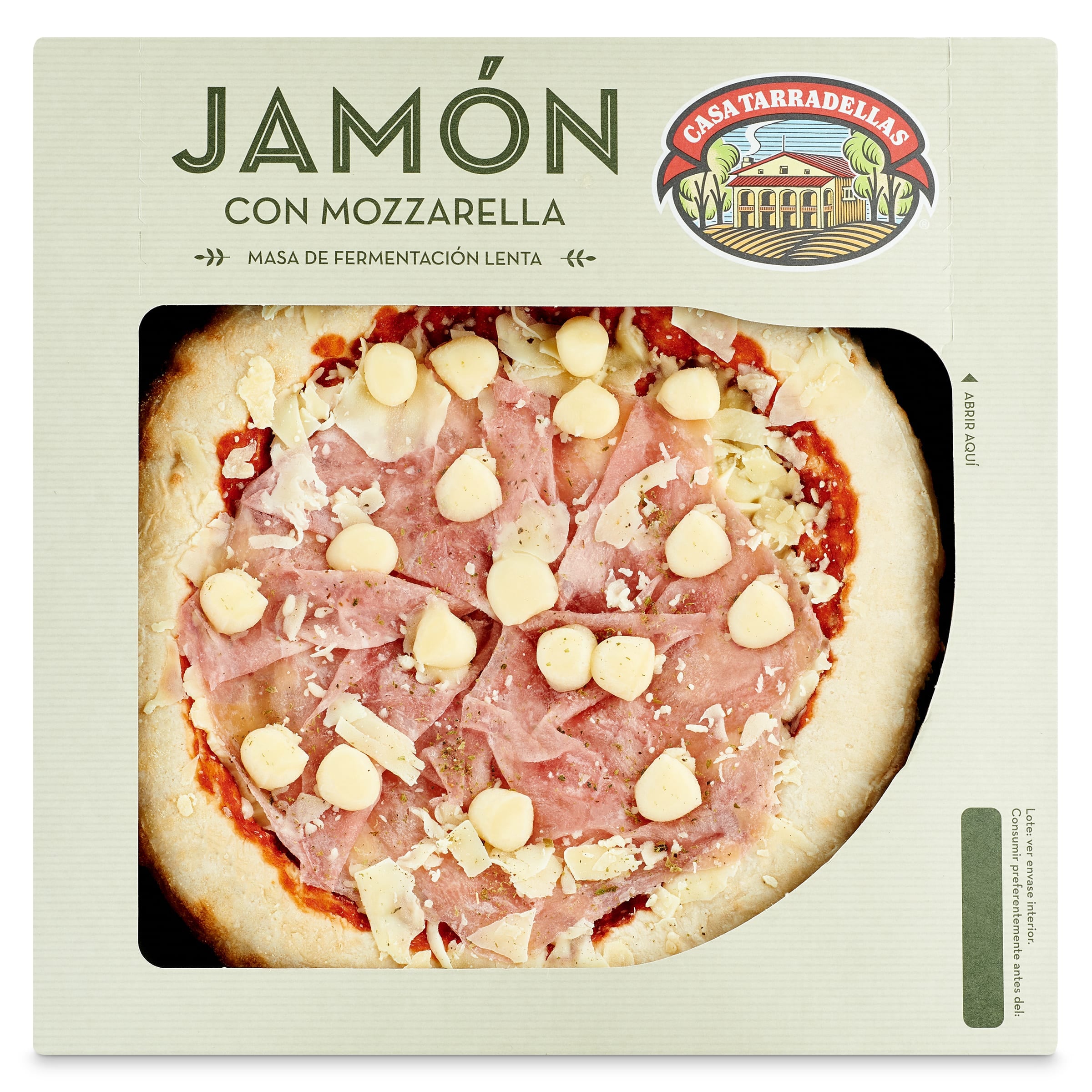 Pizza artesana jamón y mozzarella Casa Tarradellas 400 g