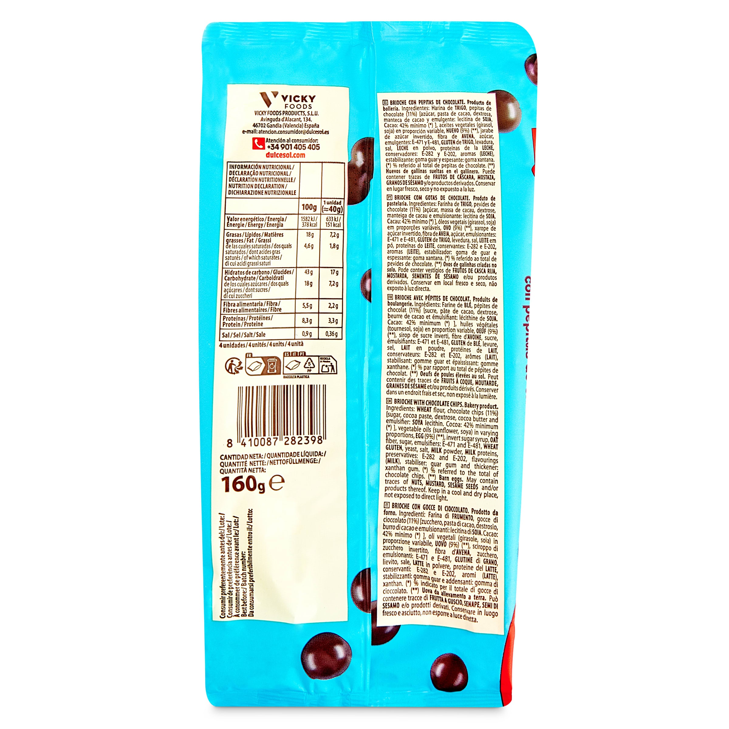 Briochoco con pepitas de chocolate Dulcesol 160 g