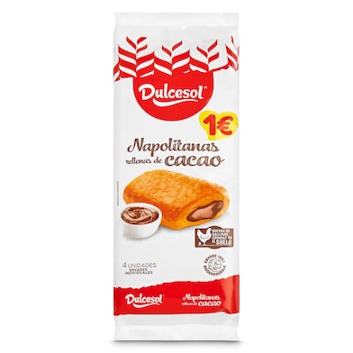 Napolitanas rellenas de cacao Dulcesol bolsa 160 g-0