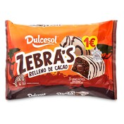 Bombón zebra relleno de cacao Dulcesol bolsa 120 g