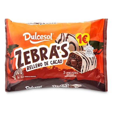 Bombón zebra relleno de cacao Dulcesol bolsa 120 g-0