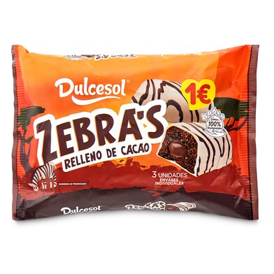 Bombón zebra relleno de cacao Dulcesol bolsa 120 g-0