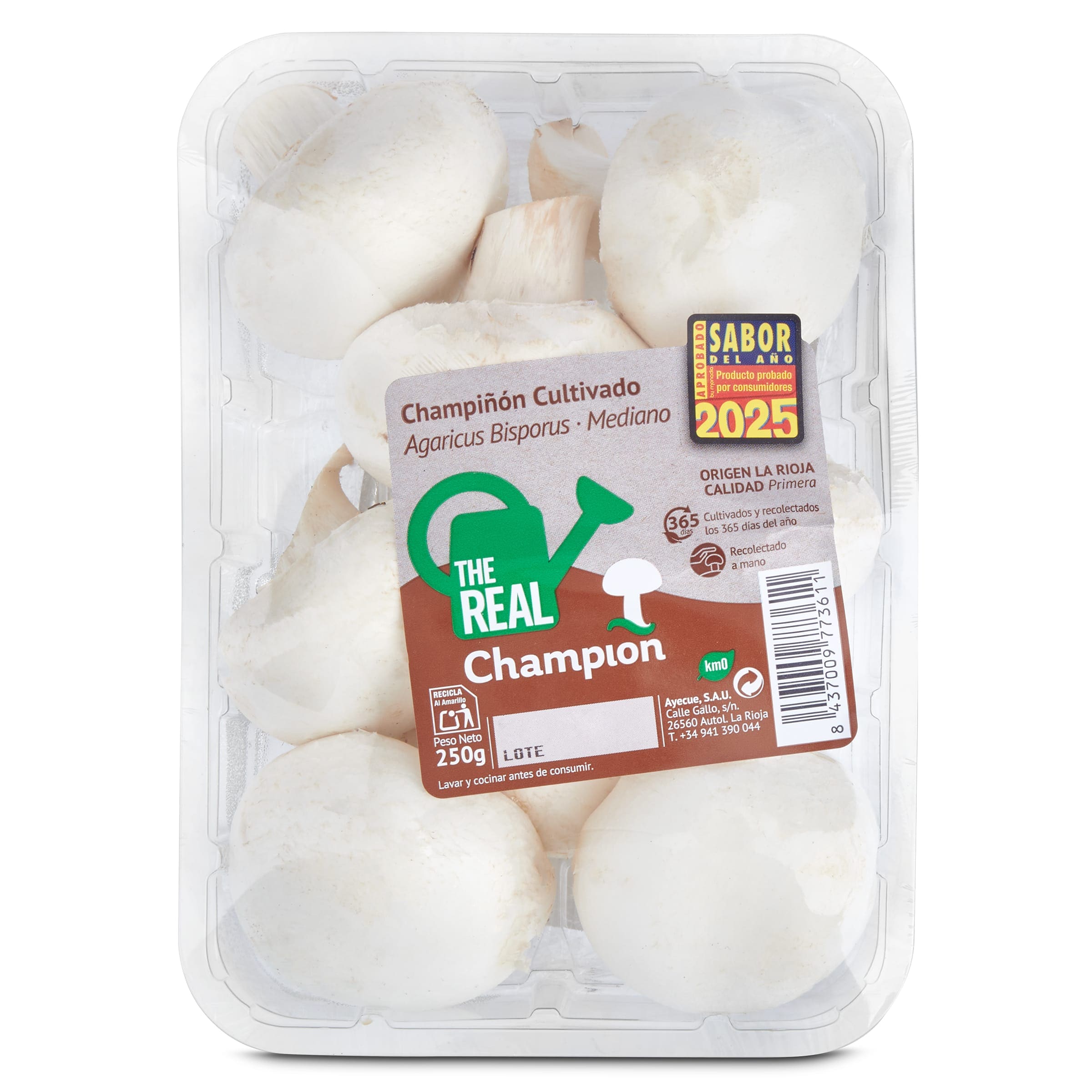 Champiñón entero bandeja 250 g