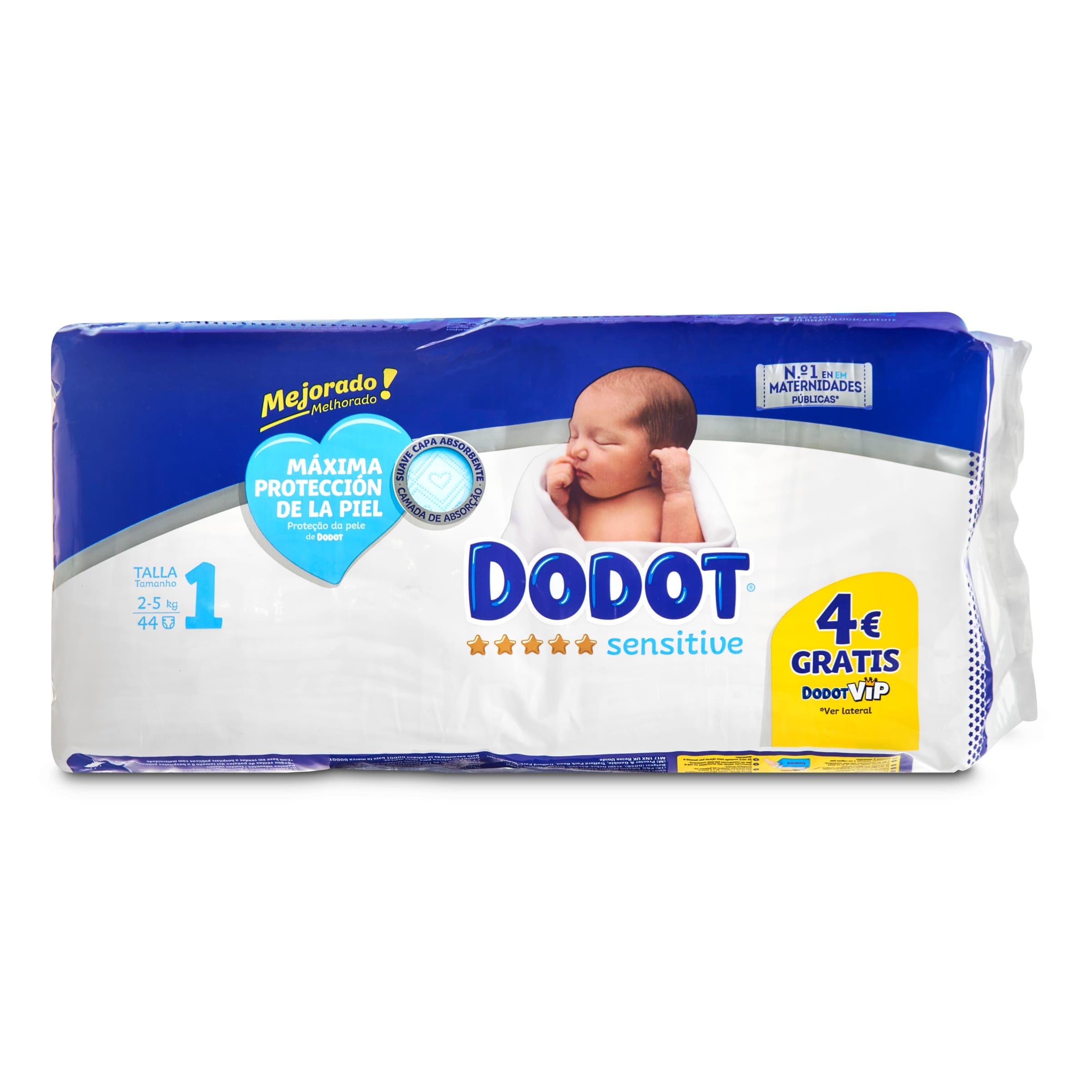 Pañales DODOT Sensitive talla 1 (de 2 a 5 kg) recién nacido caja 112 pañales