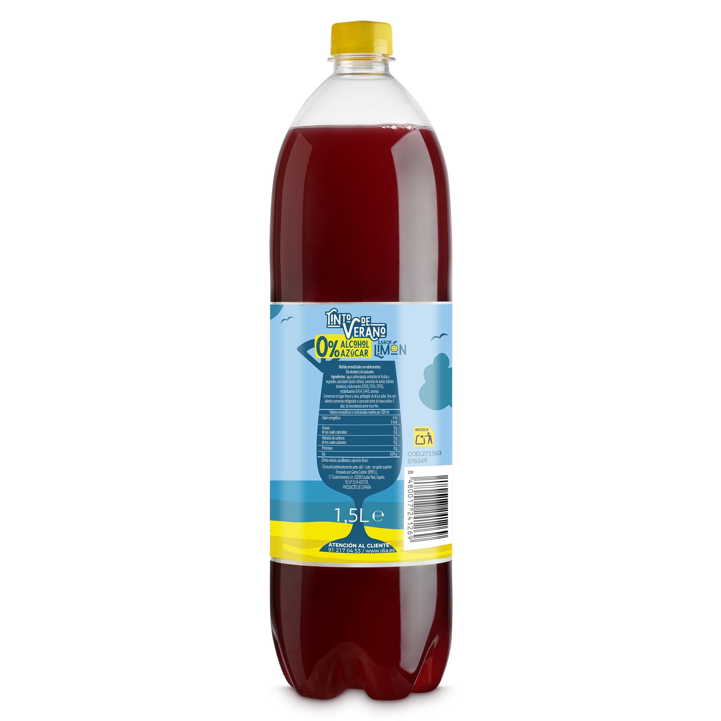 Tinto de verano sin alcohol con limón Fiesta del Dia 1.5 L