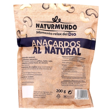 Anacardo al natural NATURMUNDO  BOLSA 200 GR-1