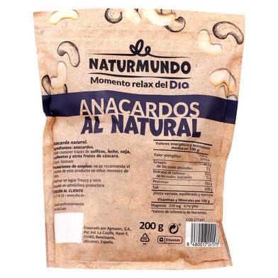 Anacardo al natural NATURMUNDO BOLSA 200 GR-1 Anacardo al natural NATURMUNDO BOLSA 200 GR-1