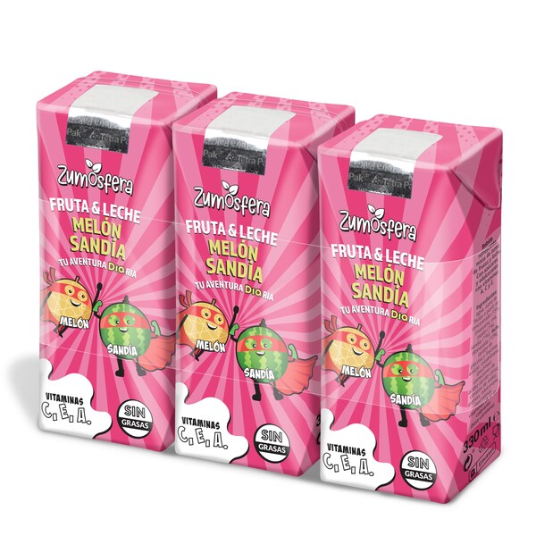 Fruta & Leche Melón Sandía Dia Zumosfera 3X330 Ml.