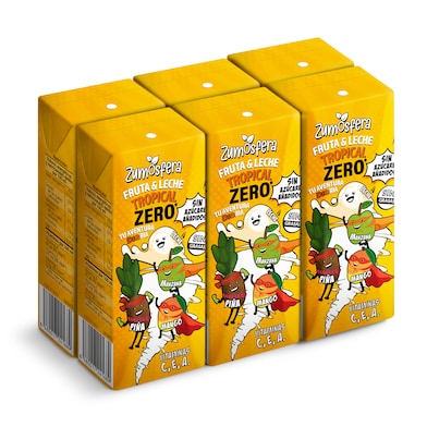 Bebida con leche tropical zero Zumosfera de Dia brik 6 x 200 ml-0