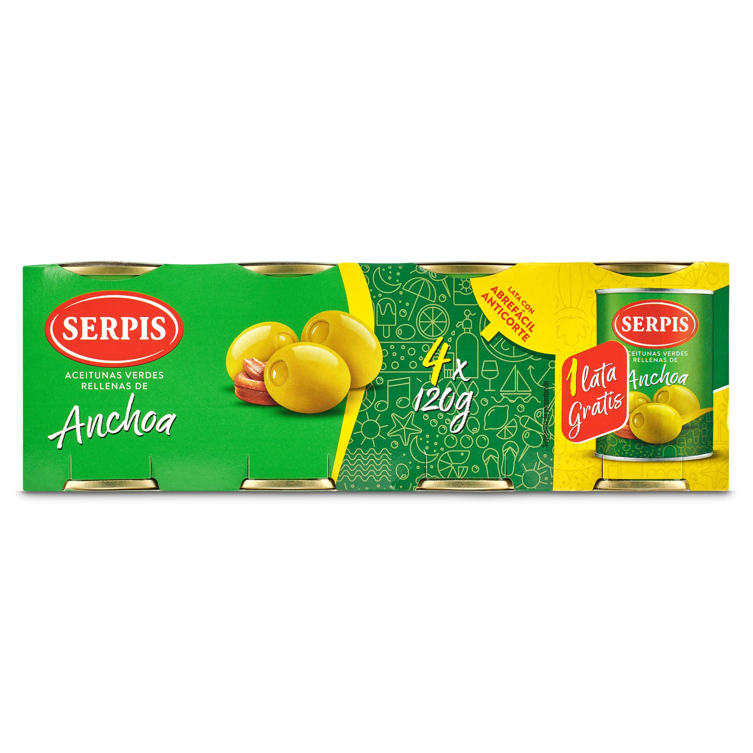Aceitunas rellenas de anchoa Serpis 4 x 50 g