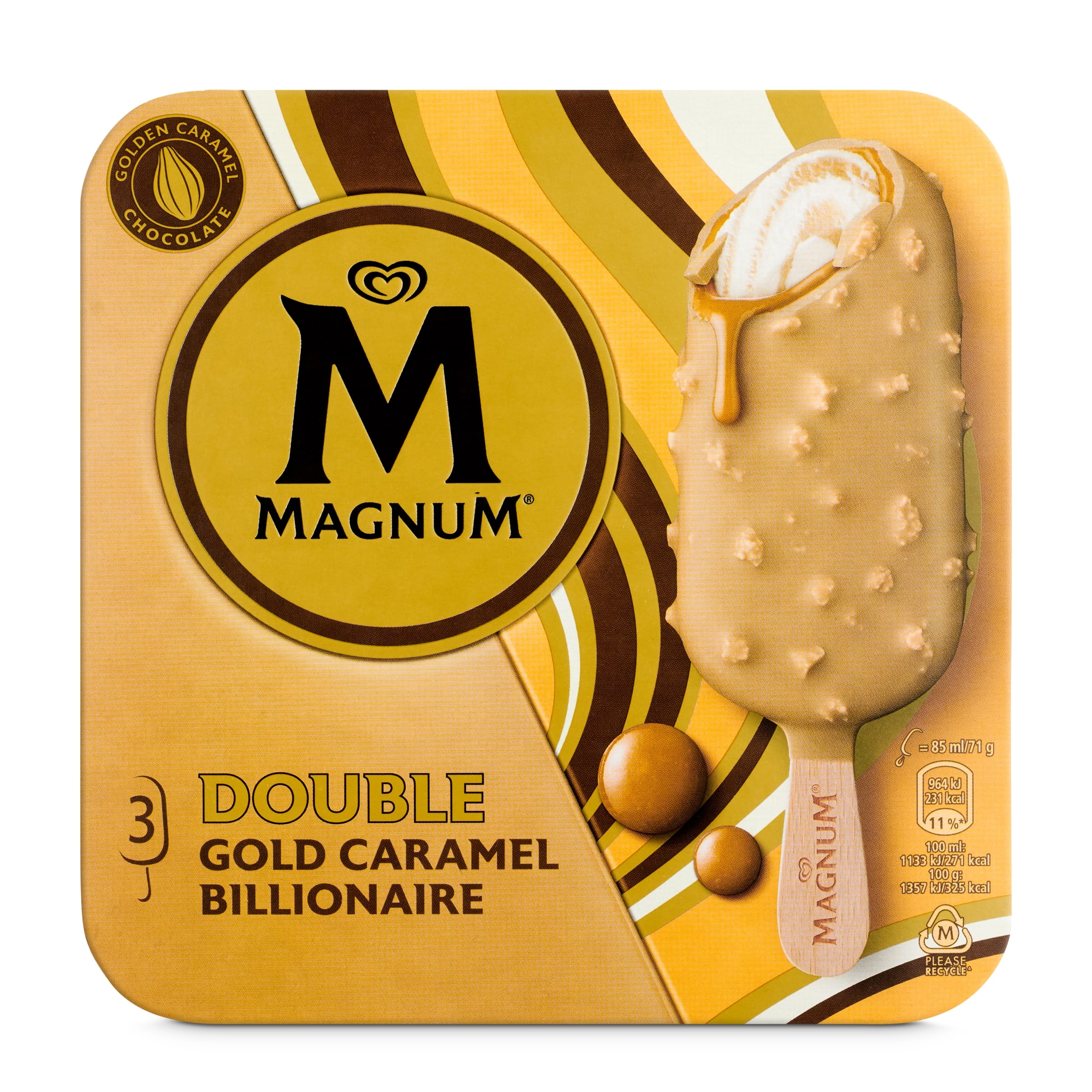 Magnum doble gold caramelo 3 x 71 g