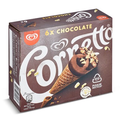 Helado cono sabor chocolate 6 unidades Cornetto caja 360 g-0