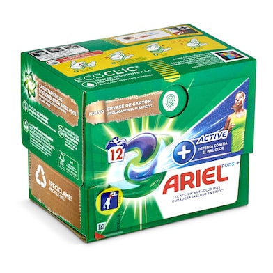 Detergente máquina todo en uno active Ariel caja 12 lavados-0