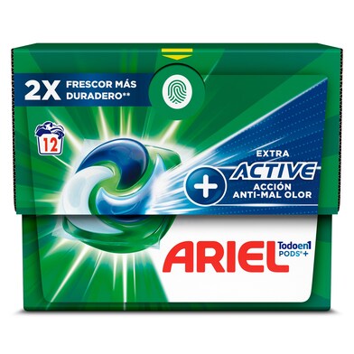 Detergente máquina todo en uno active Ariel caja 12 lavados-0