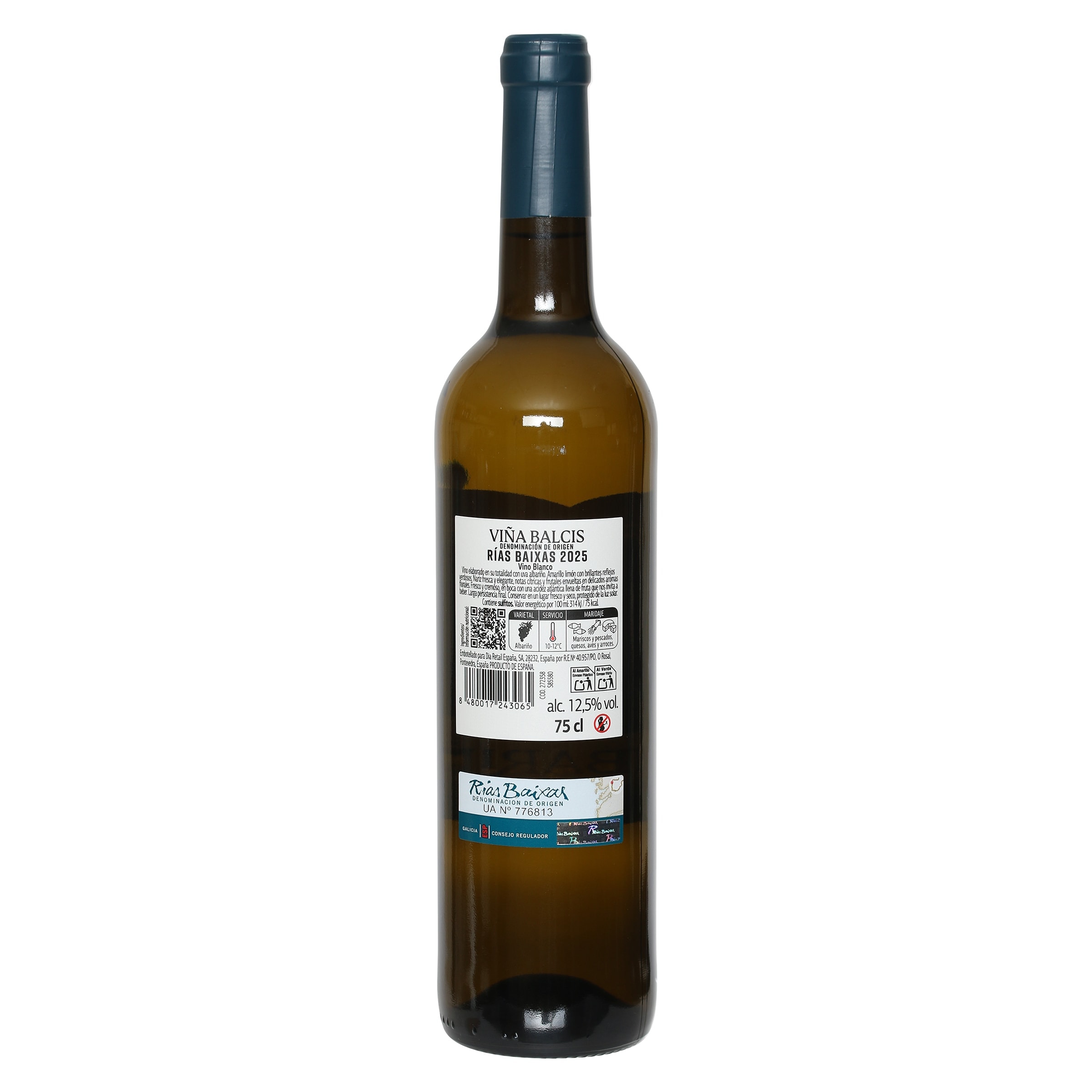 Vino blanco albariño D.O. Rías baixas Viña Balcis 75 cl