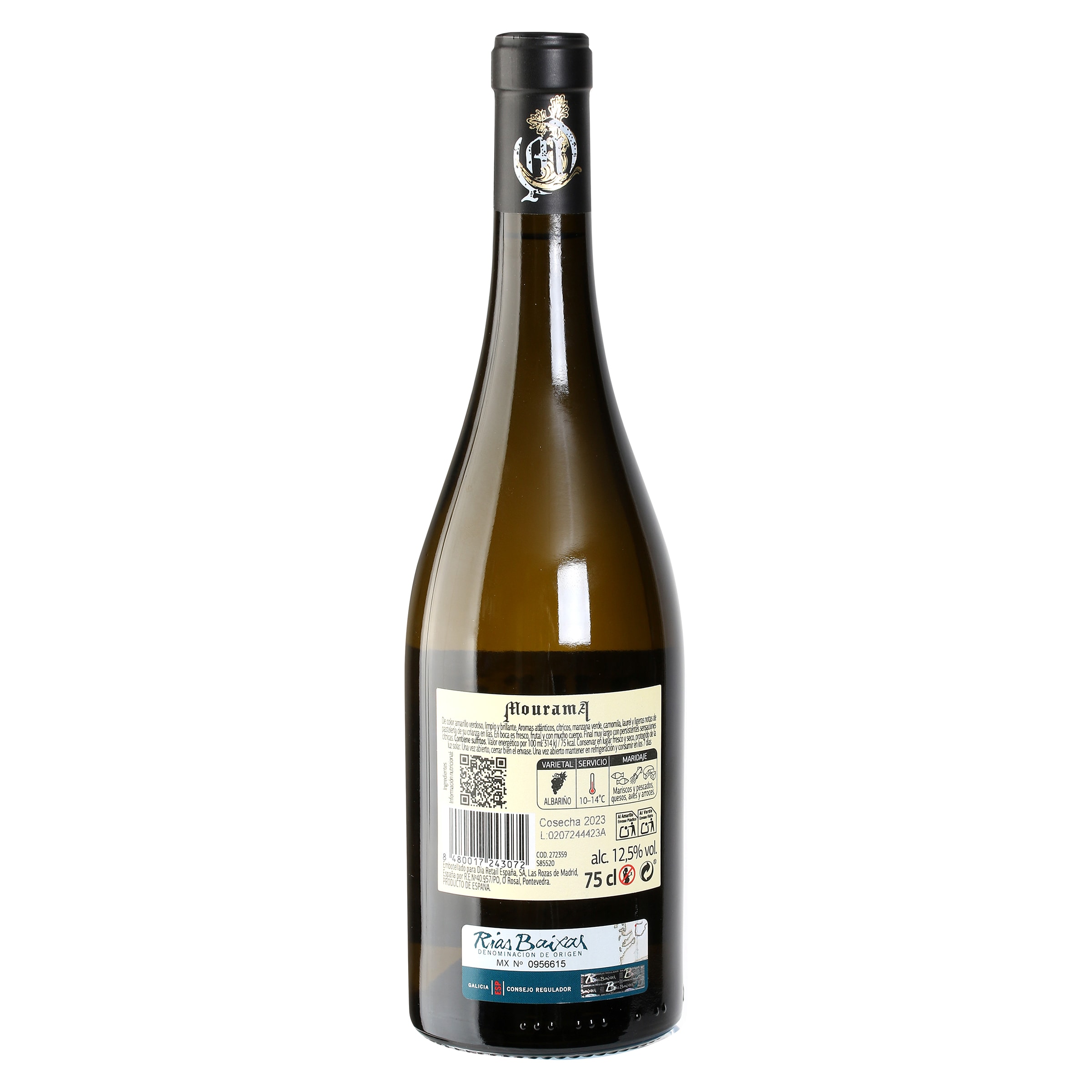 Vino blanco albariño D.O. Rías Baixas Mourama 75 cl