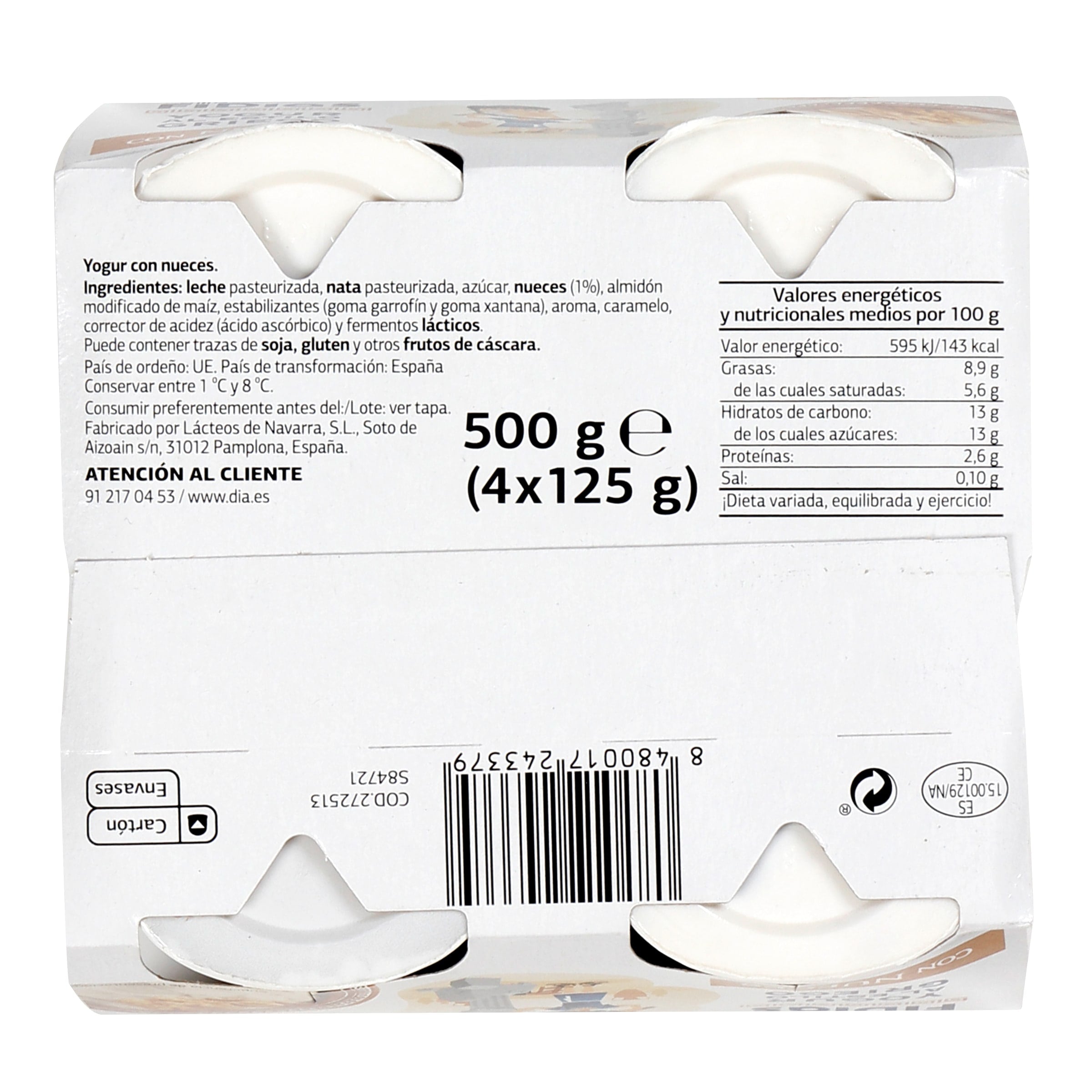 Yogur griego con nueces Dia Fidias 4 x 125 g